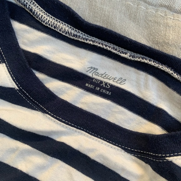 Madewell Long Sleeve Navy Striped Tee - Picture 3 of 5